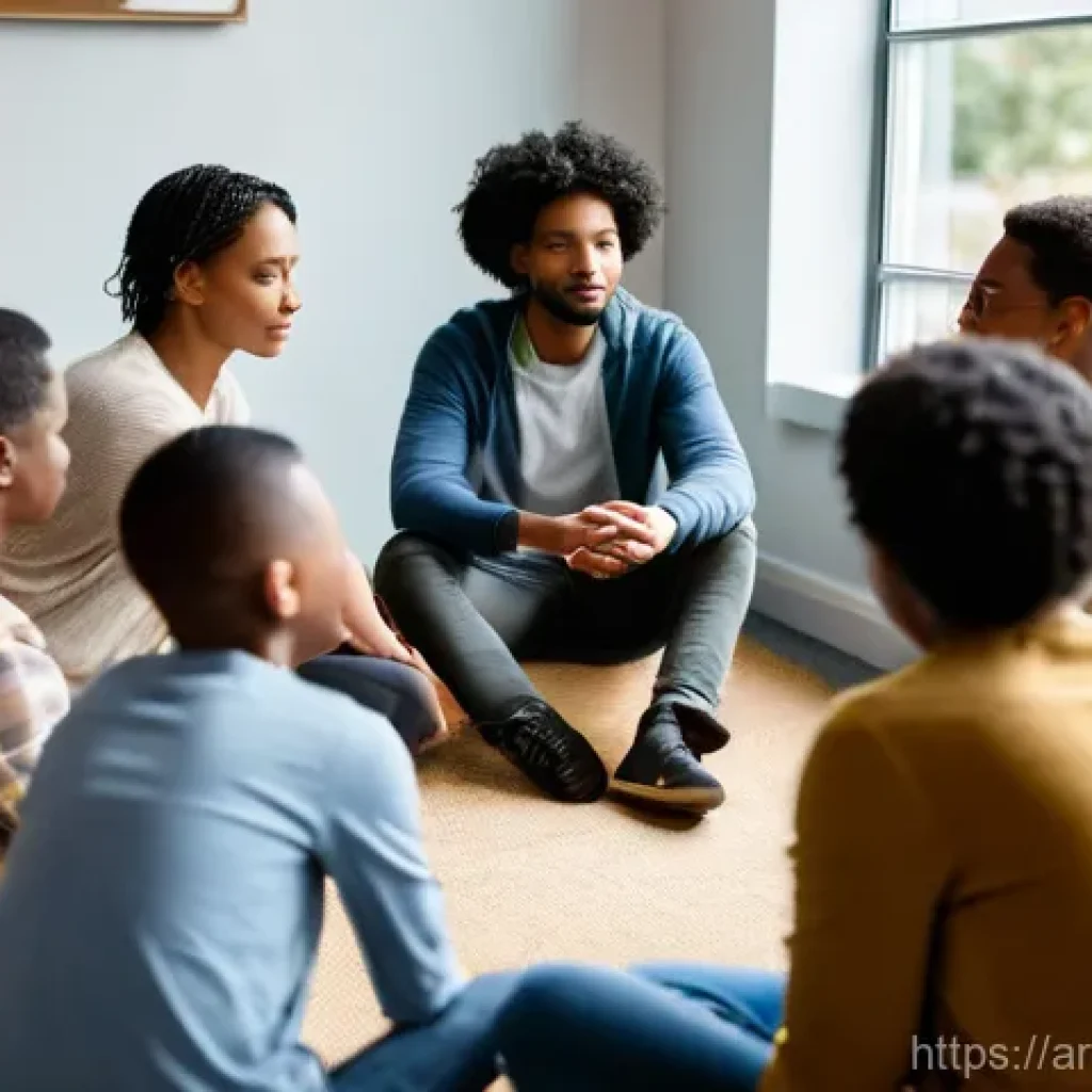 회복적 정의 프로그램 운영을 위한 가이드 - **A Diverse Group in a Restorative Justice Circle:** A warm, inviting image depicting a diverse grou...