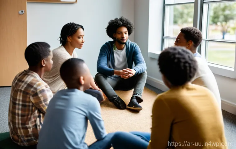 회복적 정의 프로그램 운영을 위한 가이드 - **A Diverse Group in a Restorative Justice Circle:** A warm, inviting image depicting a diverse grou...