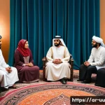Home 22 회복적 정의와 트라우마 회복의 연관성 - A diverse group of Middle Eastern adults, including men and women dressed in modest, culturally appr...